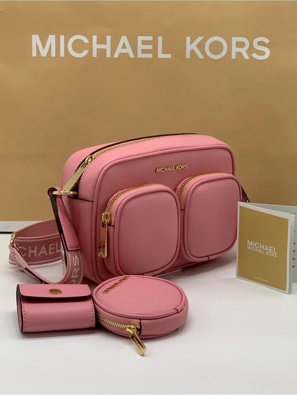 Michael Kors Carnation Pebbled Leather Crossbody